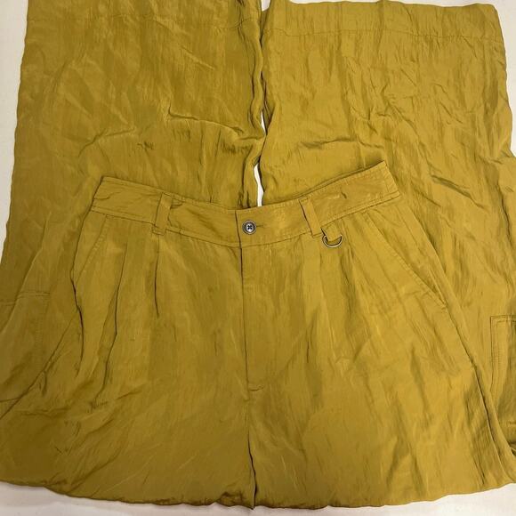 Madewell Sz 12 Olive Green Harlow Wide Leg High Rise Viscose Cargo Pants solid - Picture 7 of 8